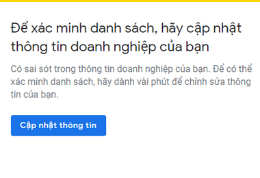 Sữa lỗi bắt xác minh danh sách, cập nhật thông tin doanh nghiệp của bạn trên google địa chỉ doanh nghiệp
