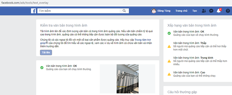 Quảng cáo banner Facebook có text quá 20% tổng khuôn hình